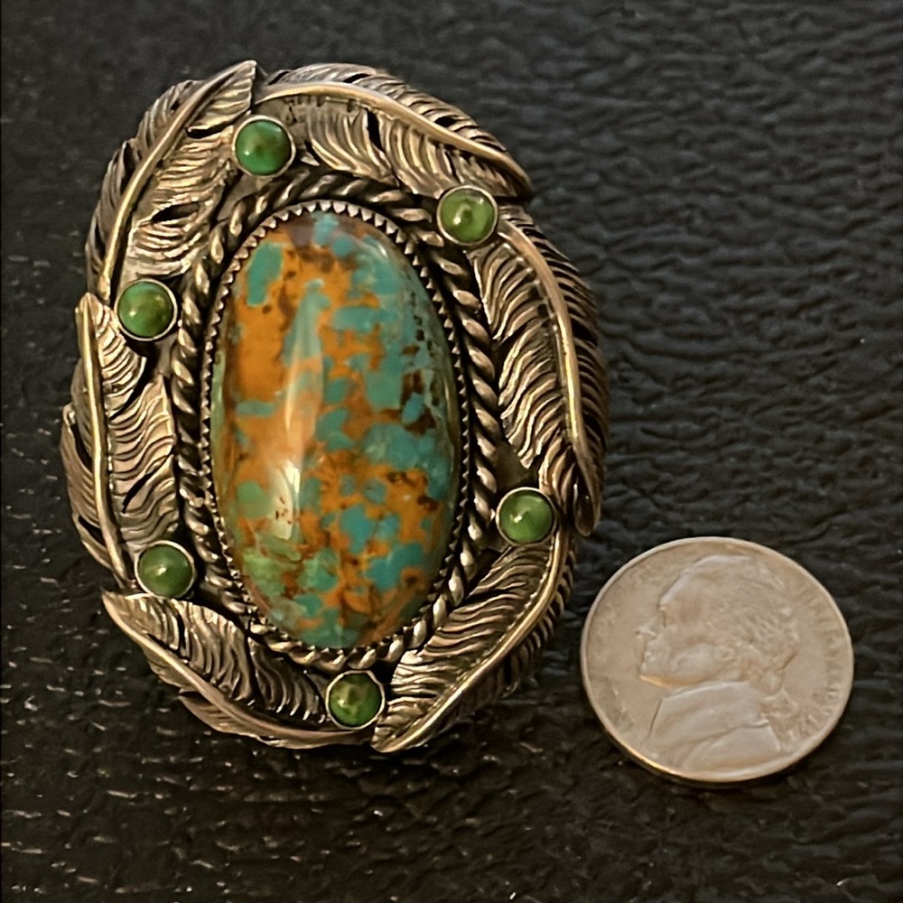 Large Native American Statement Ring With Sonora … - image 5